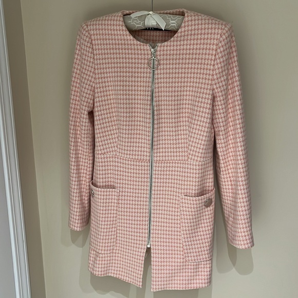 Zara pink and white greyhound teeth jacket. Size US S - Picture 3 of 4